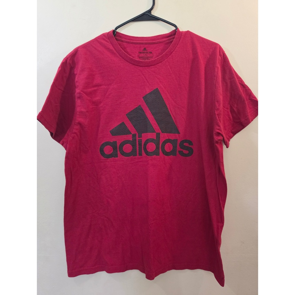 Adidas The Go-To Tee Mens Large Red Black Logo Short Sleeve Crewneck T-Shirt